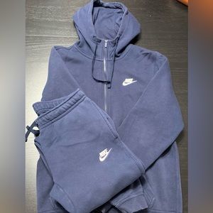 Nike Fleece Zip up And Joggers (Small)